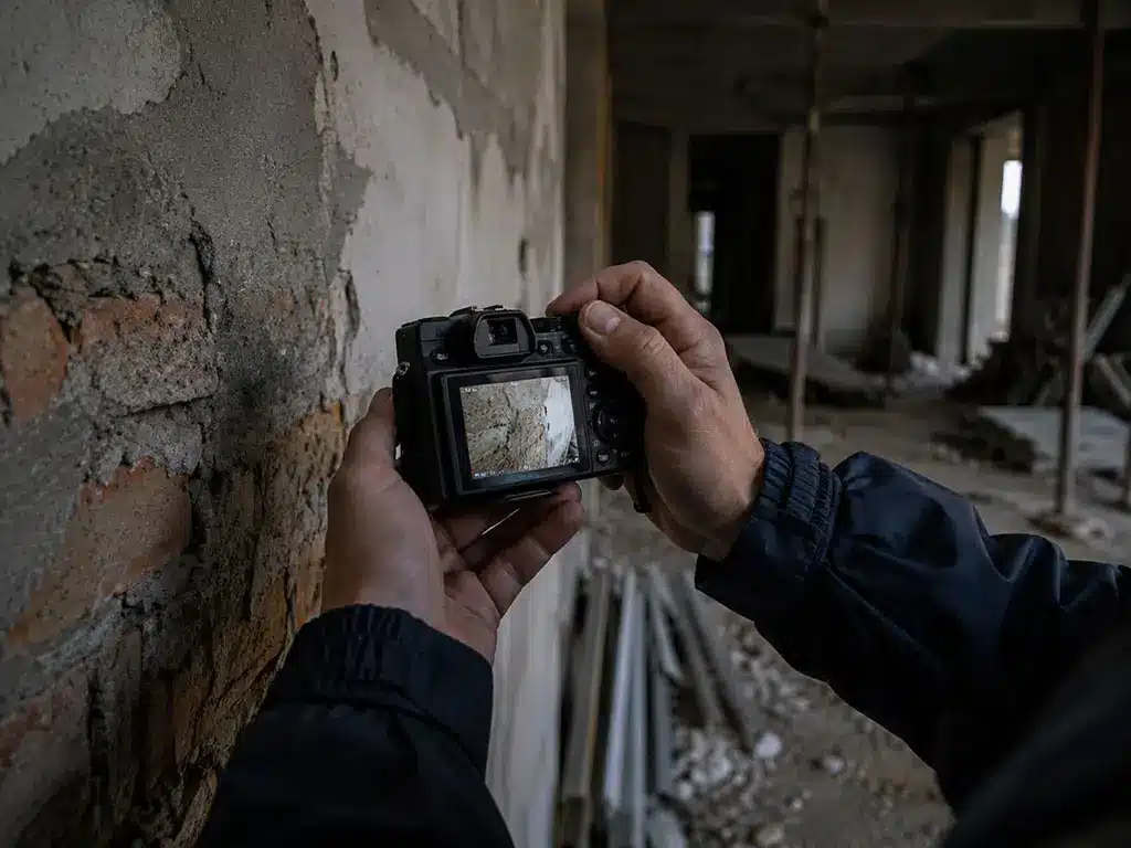Constat photographique daté d'un chantier abandonné